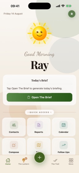 The home screen and the daily brief
