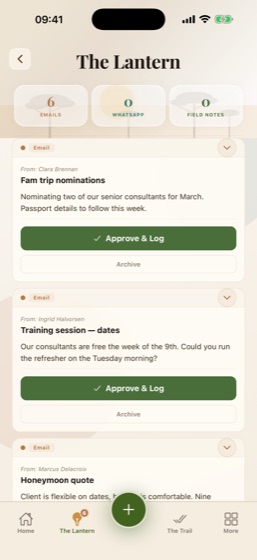 The Lantern — forwarded material waiting to be approved